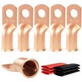 6pcs 4 Awg - 5/16" (M8) Sanuke Wire Lugs Ring Terminal Connectors Ends Heavy Duty for Battery Cable Lug Wire Electrical Eyelets with 3:1 Dual Wall Adhesive Heat Shrink