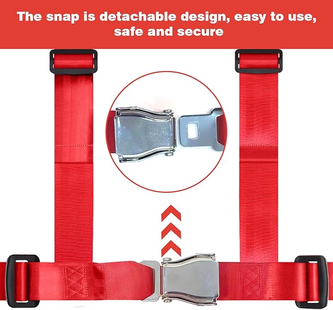 Yakitoko Universal 4 point Safety Harness Set 2" Fits Go Kart,UTV,ATV,Racing Red