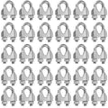 SEUNMUK 40 Pack 5/16 Inch Wire Rope Clamp, 304 Stainless Steel M8 Wire Rope Cable Clip Clamp, Premium and Strong U Bolt Saddle Guy Fastener, Silver