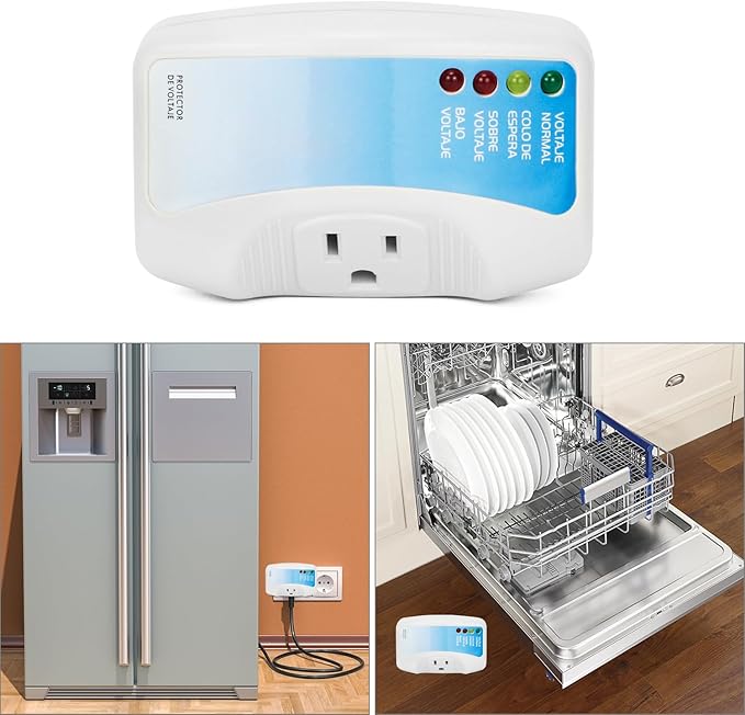 QWORK Voltage Protector 2-Pack for Major Appliances, 120V 1400W, Surge & Voltage Fluctuation Protection for Air Conditioners, TV/PC, Freezers