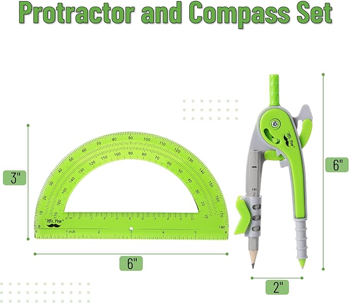 Mr. Pen- Compass and Protractor Set, Math Compass for Geometry and Drawing
