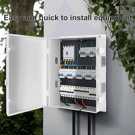 Outdoor Electrical Junction Box, ABS Water Resistant Enclosure with Internal Mounting Panel & Hinged Cover (18.1" H* 12.6" L* 4.3" W)