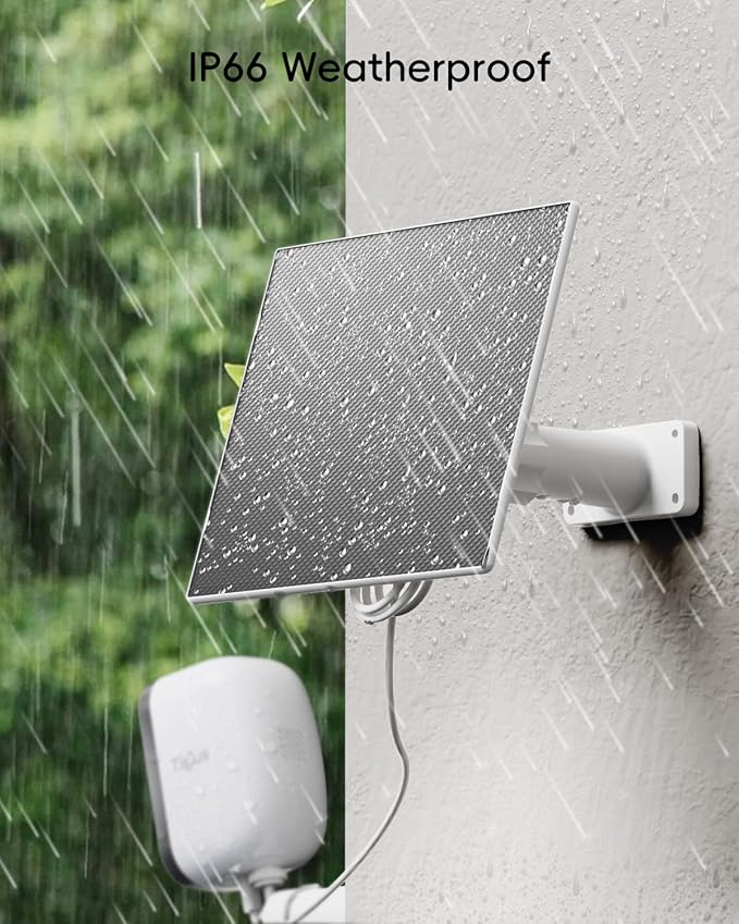 5W Solar Panel for Security Camera Wireless Outdoor - Compatible with ZUMIMALL& TIEJUS Solar Security Cameras X2//F5/MW3/W3K/PG1/PW1 or Other Solar Outdoor Camera, 10 ft Type C Cable