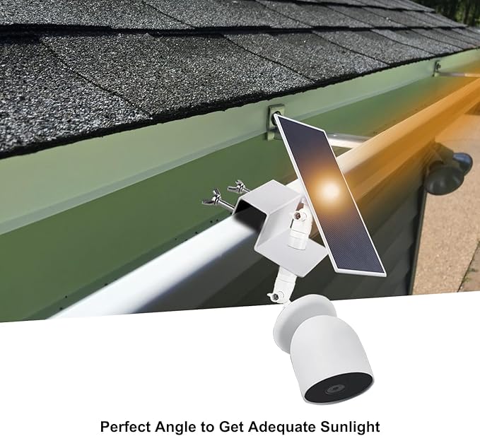 2-in-1 Gutter Mount for Google Nest Cam (Battery) and Solar Panel, Waterproof, Sturdy & Easy to Install (Camera & Solar Not Supplied)