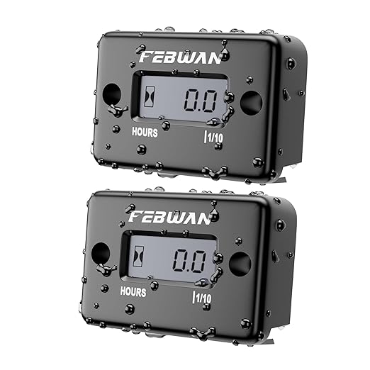Inductive Hour Meter for Gas Engine Generator Lawn Mower Pressure Washer Marine ATV Boat Outboard Motor Dirt Bike Motorcycle LCD Digital Hour Counter, Waterproof Hr Meters (Black, 2 Pack)