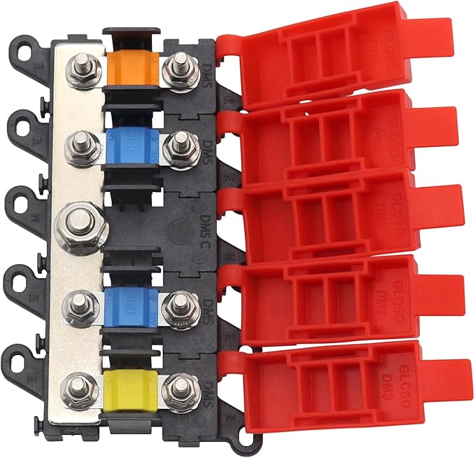 4way Midi Fuse Holder Automotive Marine Boat Car Audio Brass Fuse Blocks Midi Holder 1in 4 Out with 30A 60A 100A Midi Fuses Distribution Block