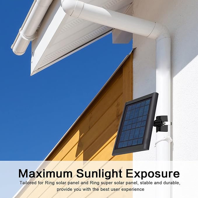 Universal Solar Panel Mount for Eufy/Ring/Reolink/Arlo Solar Panel and More, Fits Up to 17 inch Pole, Tree, Cylindri Rail, Drainage Pipe (Black)