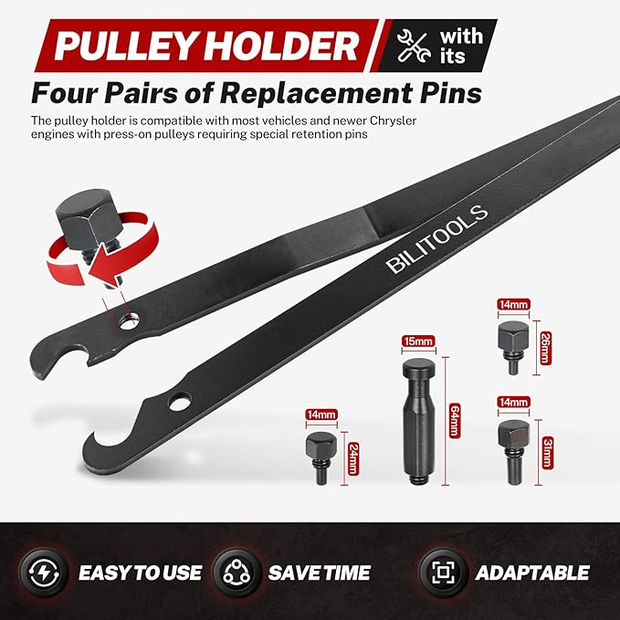 BILITOOLS Fan Clutch Removal Tool Kit, Fan Clutch Wrench Set 22 36 40 47 51 MM with Pulley Holder