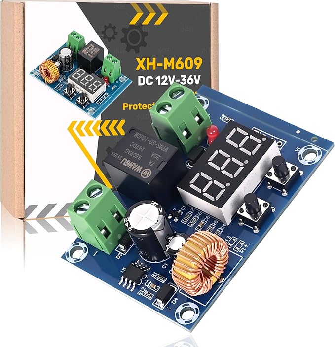 2pcs 12V-36V DC Digital Low Voltage Protector Disconnect Switch Cut Off Over Discharge Protection Module for Lead Acid Lithium Battery Solar Panel Lighting System