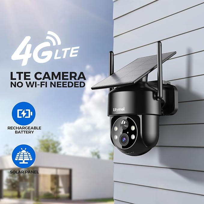 4G LTE Cellular Solar Security Cameras Wireless Outdoor,No WiFi Cameras for Home Security,2K Surveillance Camera Lenses,Spotlight Siren Alarm,AI Detection,SD/Cloud Storage, Wire-Free