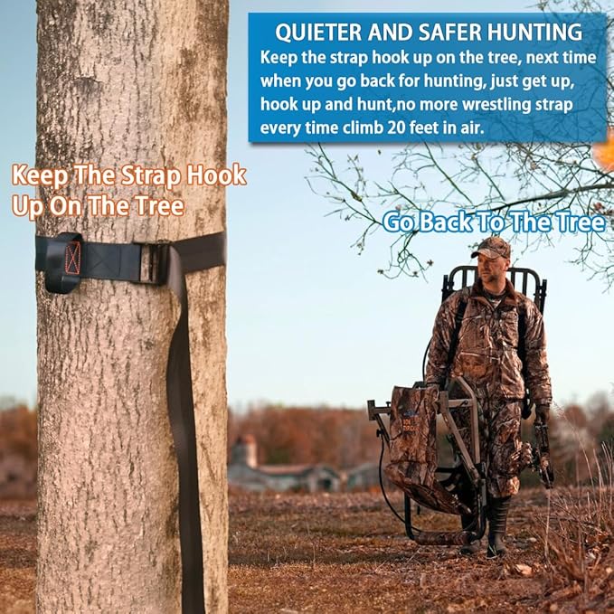 Boaton Tree Strap for Hunting, Quick and Quiet Set Up, Tree Stand Safety Strap, Tree Strap for Safety Harness, Tree Stand Accessories