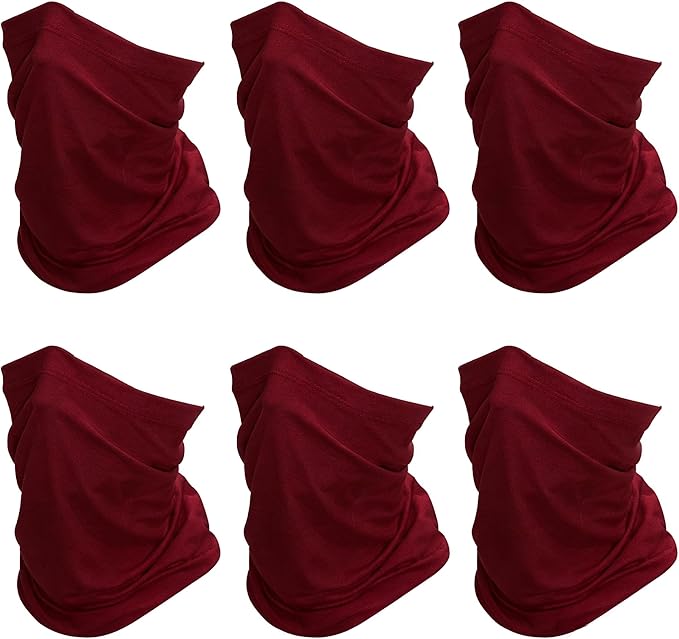SHEVERCH 6 Pack Neck Gaiter Face Mask Sun Protection Cooling Bandana Face Cover Windproof Dustproof Neck Scarf