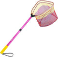 PLUSINNO Kids Fishing Net, Telescopic Lightweight Landing Net with Aluminum Pole Handle and Nylon Mesh, Catch and Release Butterfly Net for Kids Youth Outdoor