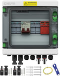 2 String Solar PV Combiner Box IP65 2 in 1 Out DC500V 32A Circuit Breaker with Surge Protector and 15A PV Fuse,Solar Disconnect Switch Outdoor Waterproof for Solar Panels System
