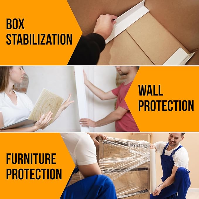 24" x 2" x 2" Reinforced Cardboard Edge Protectors, White (Pack of 24) – 0.225" Thick Extra Heavy-Duty Cardboard Corner Protectors – American Quality V-Board Pallet Edge Protectors