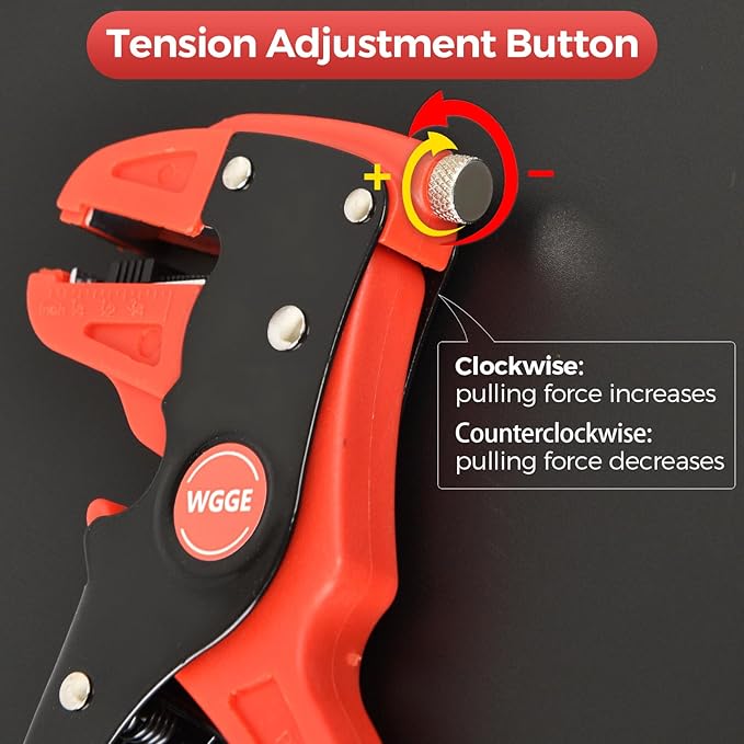 WGGE Automatic Wire Stripper and Cutter, 2 IN 1 Wire Stripper Tool, Adjustable 10-24 AWG Electrical Cable Wire Stripping Tool for Electronic and Automotive Repair, Eagle Nose Pliers (7-Inch)
