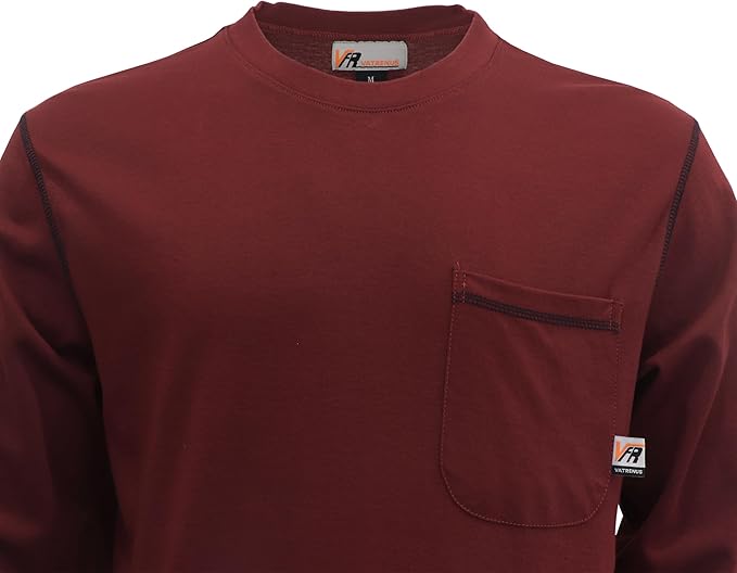 VATRENUS FR Shirts Crewneck 5.5oz Lightweight Flame Resistant 100% Cotton Men's Pre-Washed Fire Retardant Workwear