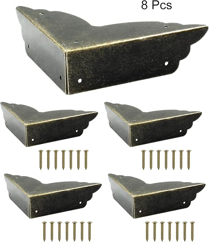 Bivethoi 12 Packs Bronze Box Corner Protectors, Edge Cover Safety Guard Furniture Decorative Metal Table Corner (2.76" x 0.79")
