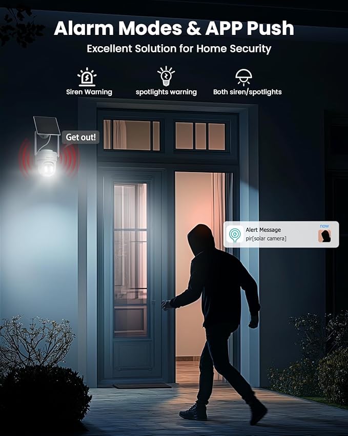 Solar Security Cameras Wireless Outdoor 4 Pack, 3MP Security Cameras Wireless Outdoor, Pan Tilt 360°WiFi Camera with Color Night Vision/PIR Sensor/2-Way Audio/Alexa