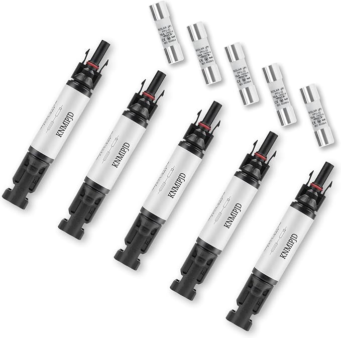 Solar Fuse Holder 15Amp 1000V Solar Panel Fuse 5PCS 15A mc4 Fuse IP67 Fuse Holder Suitable for Solar Energy Systems and Solar Panels（15A 5PCS）