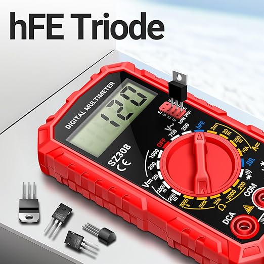 ANENG Multimeter,SZ308 DC AC Volt Meter,Ohm Digital Multimeter Tester,Measures Voltage,Current,Resistance,Continuity,Diodes, Electrical Tester for Househould Tools,Automotive Battery Test(Red)