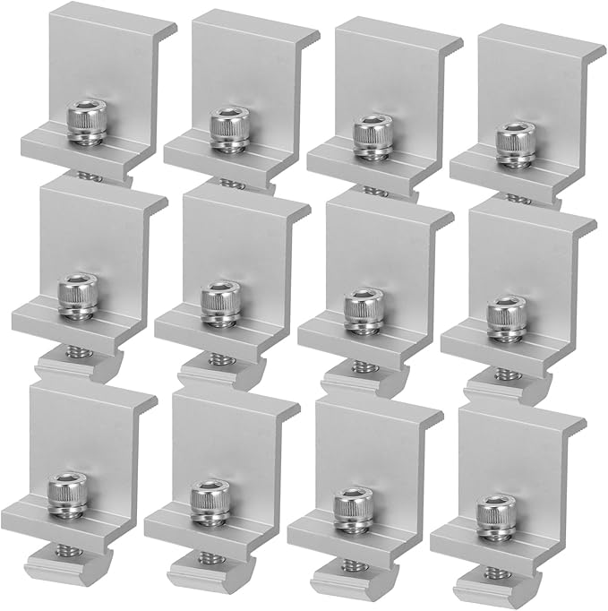 12pcs Solar Panel Holder Clamp Rack Clips for Household Solar Panel Installation Easy to Use Bracket for Secure Mounting and Performance