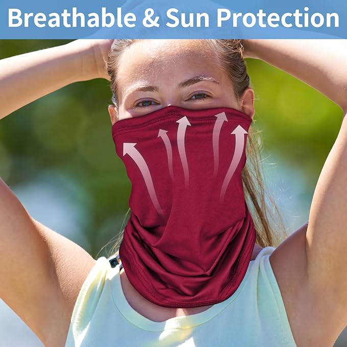 5 Pack Neck Gaiter Face Cover for UV Sun Protection, Dustproof Breathable Cooling Gator for Men Women Outdoor Sports