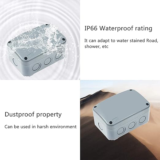 Nineleaf 6PK Outdoor Junction Box ABS Plastic Dustproof IP66 Waterproof Universal Electrical Boxes Project Enclosure Grey 4 7/8" 3 1/4" 2 1/4" inch (125x86x62mm) fit 20mm Cable Gland for Outdoor Use