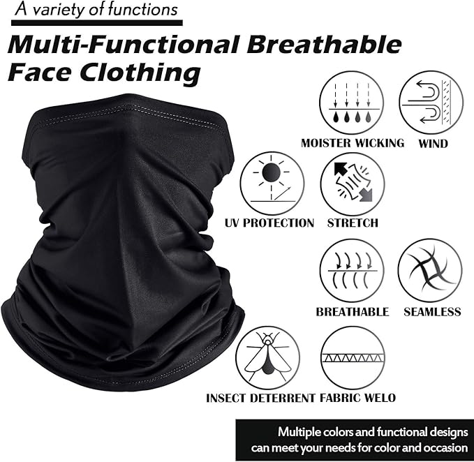 SATINIOR 12 Pcs Summer UV Protection Neck Gaiters Clothing Neck Scarf Balaclava Face Mask Cover Sunscreen Breathable Bandana for Men Women Outdoor Sports