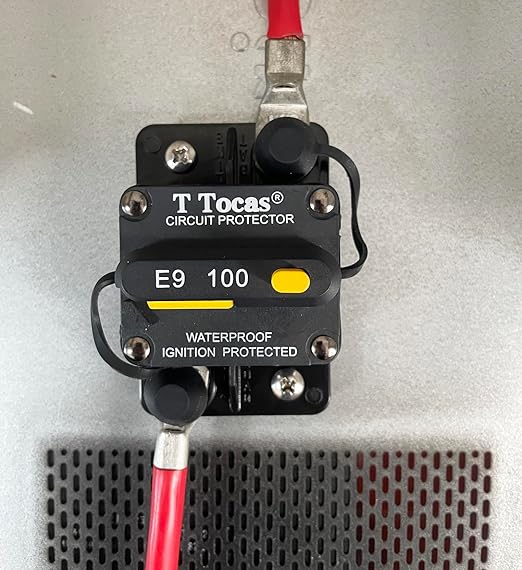 E9 100 Amp Circuit Breaker with Manual Reset | Waterproof IP67 DC12V - 48V 100A Switchable Surface Mount