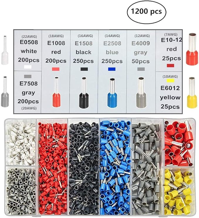 Ferrule Crimping Tool, VLIKE Wire Crimper Pliers with 1200 Terminal Ferrules Tinned Copper Ferrule Connector Sleeves for Stripper Wiring Projects