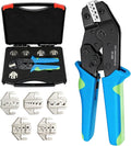 6PCS Crimping Tool Set - Ratchet Wire Crimper Tool for Heat Shrink,Insulated Nylon,Non-Insulated,Open Barrel Terminals,Ferrule Wire End,Solar Connectors