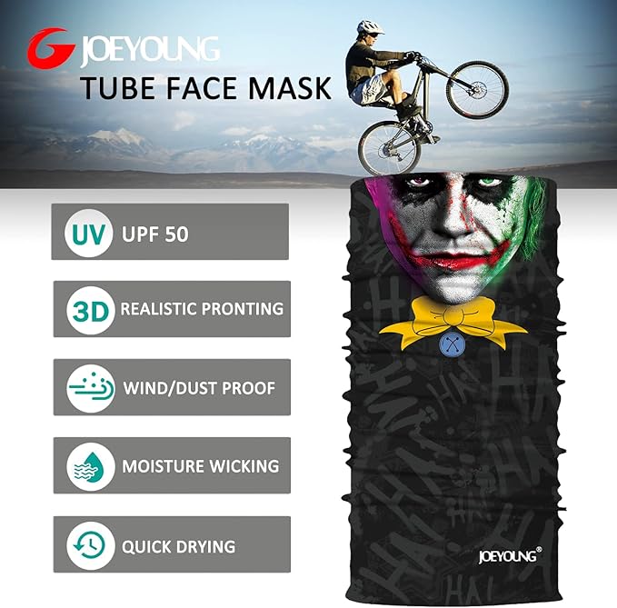 JOEYOUNG Skull Face Mask UV Sun Dust Neck Gaiter Bandana Headwear Motorcycle