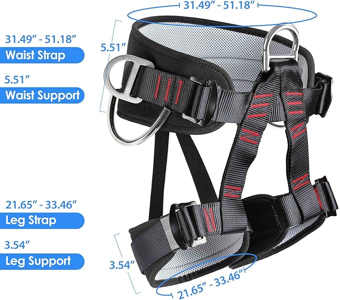 Thicken Professional Safety Belt with Magnesium Alloy Connection Ring - Tree Climbing, Fire Rescue, Rappelling Gear