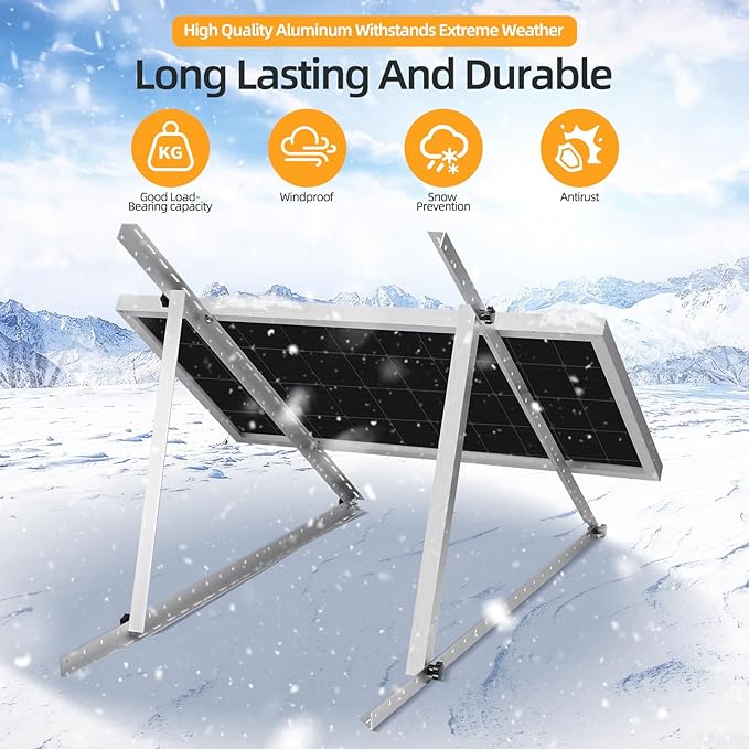 FLYING LION 2 Sets 45inch Adjustable Solar Panel Tilt Mount Brackets with Foldable Tilt Legs, Ieal for 2-4pcs 180 200 300 400 Watt Solar Panel for Roof, RV, Boat, and Off-Grid