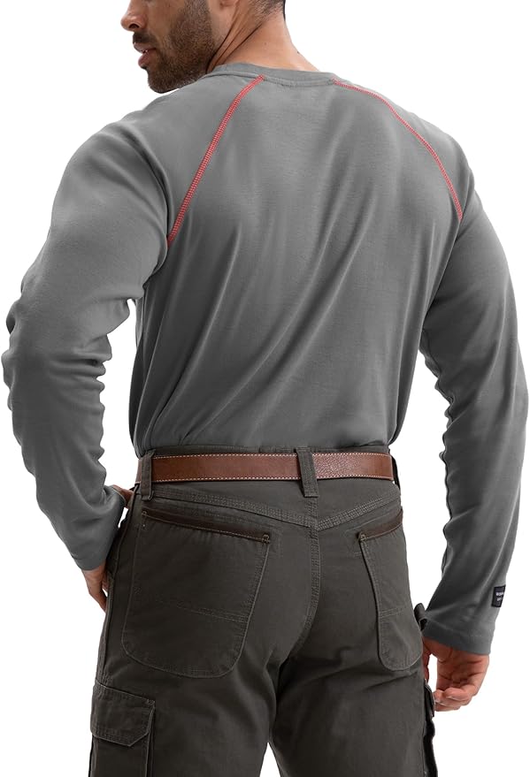 WORKWEYA FR Shirts Flame Resistant Shirt 6.5oz Men's NFPA 2112/CAT2 Long Sleeve Shirt