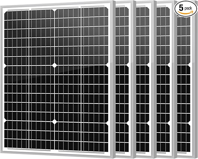 Newpowa 5 Pack Solar Panels 35W 24V 10BB High-Efficiency Monocrystalline Solar Panels Charges 24V Batteries of RV for Off-Grid Systems, RV, Boat, Camper, Trailer, Gate Opener (175W Total)
