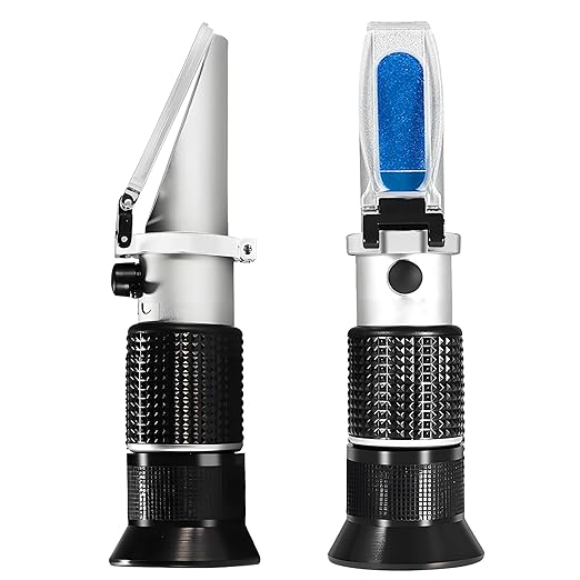 Honey Refractometer,V-Resourcing Hand Held Be'(Baume)/Brix/Water Refractometer for Honey Test,Tri-Scale (Baume:38-43°;Brix:58-92%;Water:12-27%)