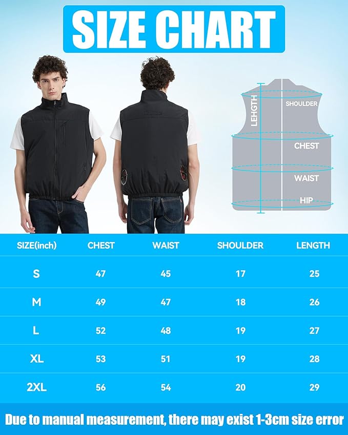 Cooling Vest Jacket with 2 Fans - Men and Women 21V Air Conditioner Vests, With 20000mAh Battery