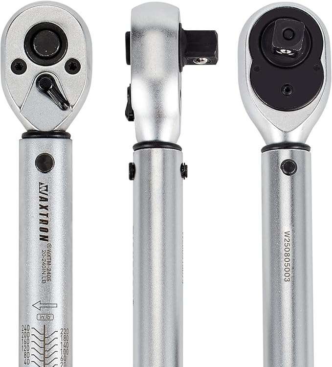 1/4" Inch Pound Torque Wrench, 20-240 In-Lb & 2.3-27 Nm Range, Dual-Direction 72-Tooth Click Wrench, Motorcycle Bike & Precision Maintenance, Heavy-Duty Storage Case Included