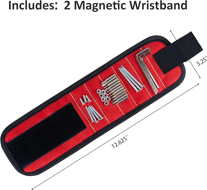 Magnetic Wristband For Tools, Wrist Magnet For Screws Nails And Drill Bits, Valentine's Day gifts For Men, Gadget Gift For Dad Him Husband Who Have Everything Wants Nothing, 2 Pack