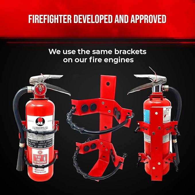 Fire Extinguisher Mounting Bracket Heavy Duty Wall Mount Bracket for 2.5 lb & 5 lb Fire Extinguishers - Mount in Your Car, Boat, or Off-Road Vehicle - Fits Most Popular Brands (Pack of 2)