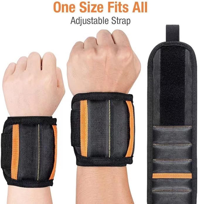 Size-adjustable Magnetic Wrist Band, Wristband for Holding Screws with 15 Strong Magnets, Tool Band Cool Christmas Gifts for Dad, husband Stocking Stuffers for Screwdriver Tool Parts