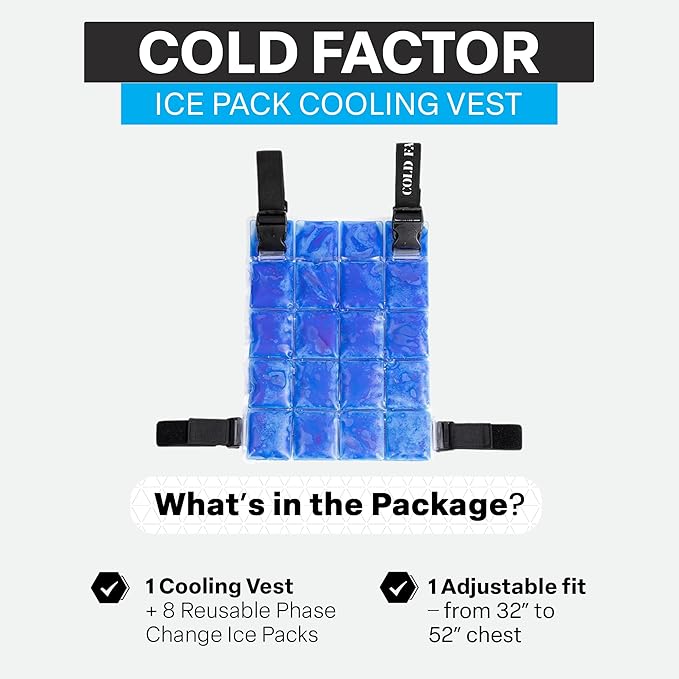 COLD FACTOR Ice Pack Cooling Vest for Men & Women—Lightweight, Adjustable Phase Change Cooling Vest for Hot Weather, Athletes, Outdoor Work, Industrial Use - Breathable Technology, Functional, Stylish