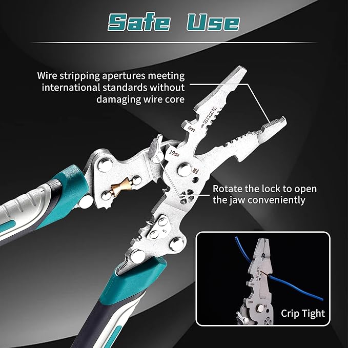 18 In 1 Foldable Ｗire Stripper Crimper, Multifunctional Folding Wire Stripping Tool, Wire Strippers Electrical，Electric Cable Stripper, Cable Cutters with Plier, Crimper, Twister, Splitting, 1pcs