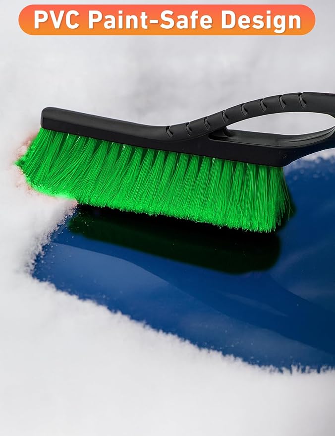 EcoNour 27" Aluminum Snow Brush 4 Pack with Ice Scrapers for Car Windshield and Window | Car Snow Scraper and Brush with Ergonomic Foam Grip Winter Accessories (Orange, Pink, Green, Blue)