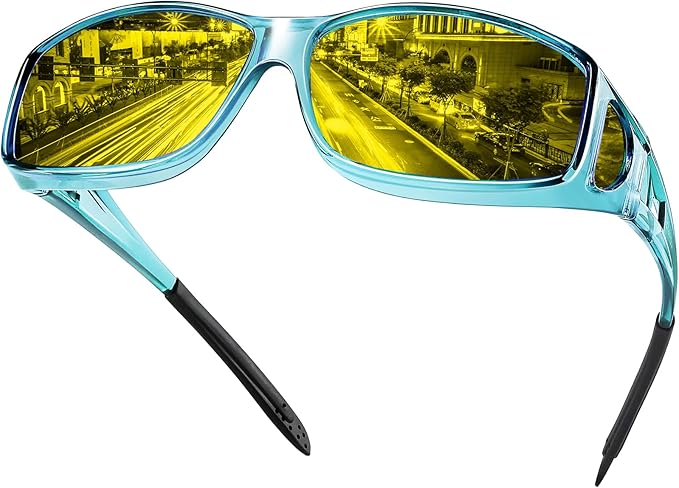 Night Driving Glasses Night Vision Glasses Fit Over Glasses Polarized Anti-Glare UV400 Gift for Men Women
