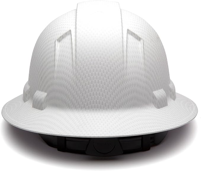 Pyramex Ridgeline Full Brim Hard Hat 4 Point Ratchet Matte White Graphite Pattern (Pack of 12)