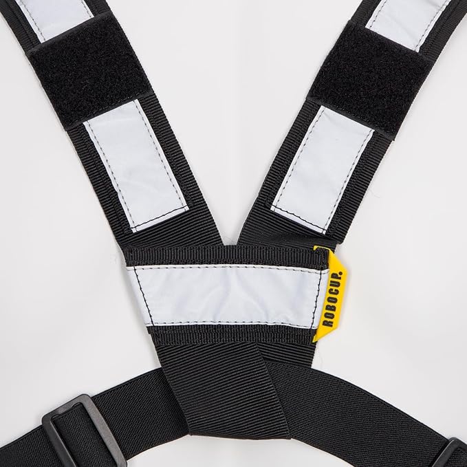 ROBOCUP Radio Chest Harness Vest - Adjustable Utility Organizer with Silent Buckle Closure - Full-Size Ham Radio Pouch, Secure Fit, Work Gear with D-Ring, Reflective Safety Stripes, Hook & Loop Patch