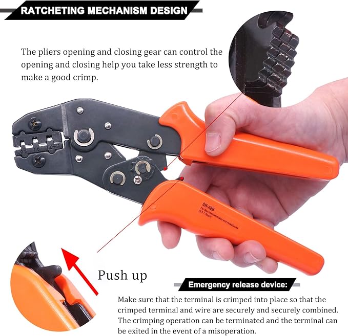 Twidec/Wire Crimping Pliers 26-16AMG Wire Crimping Tools with Ratchet,Manual Crimp Fold Tool For Open Barrel Terminal Connectors, Electrical Crimping Tool SN-48B